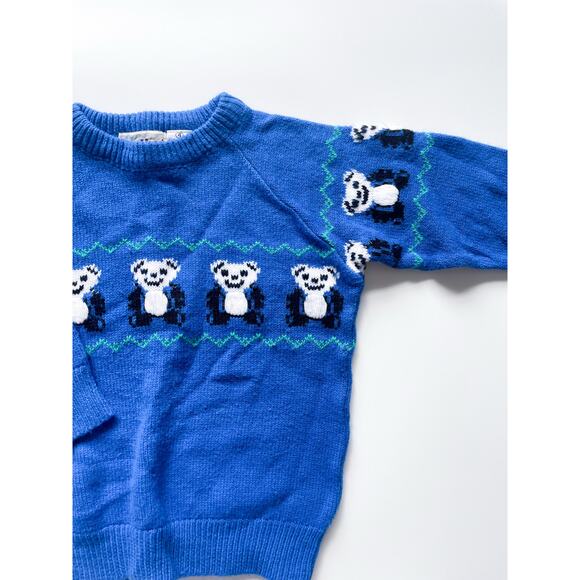 Boy's Vintage Noah's Ark Blue Panda Bear Sweater Size 4 - Picture 2 of 6